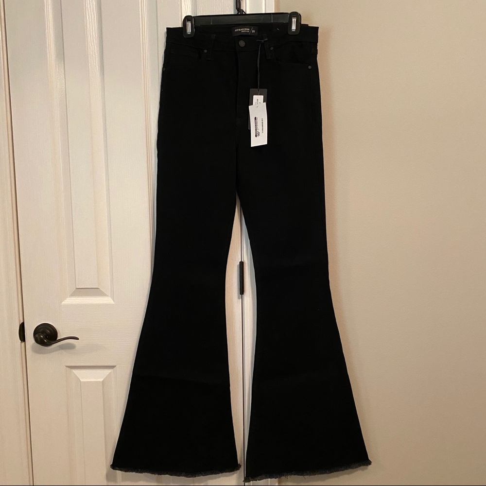 Boutique Black Raw Hem Bell Bottom Jeans